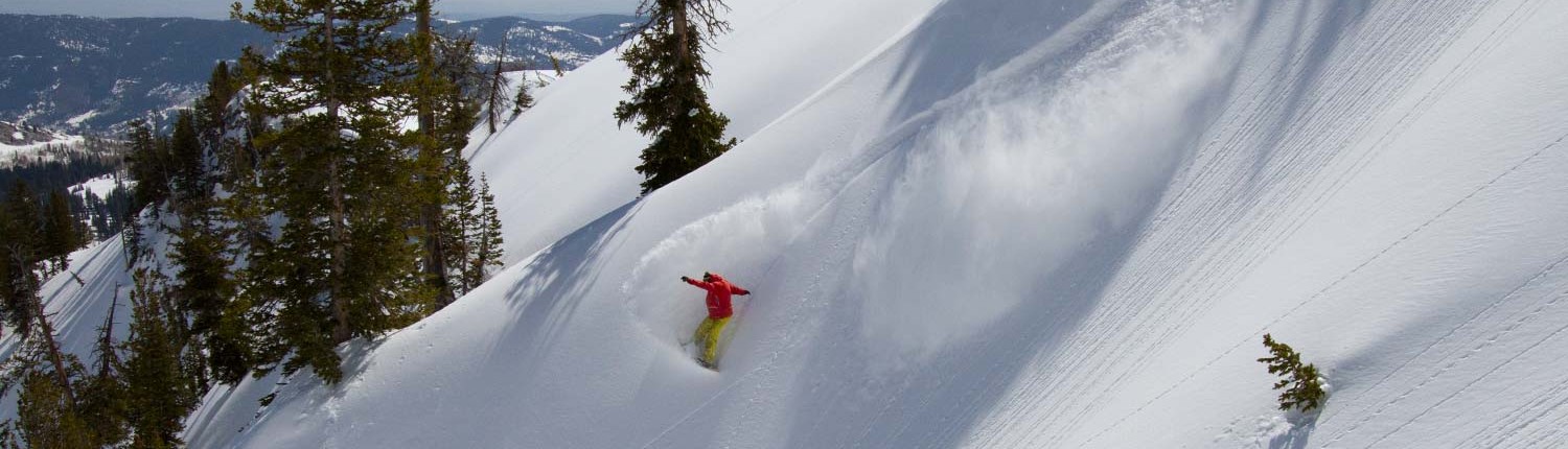 Jeremy Jensen slashes a turn in Utah on a Grassroots Powsurfer