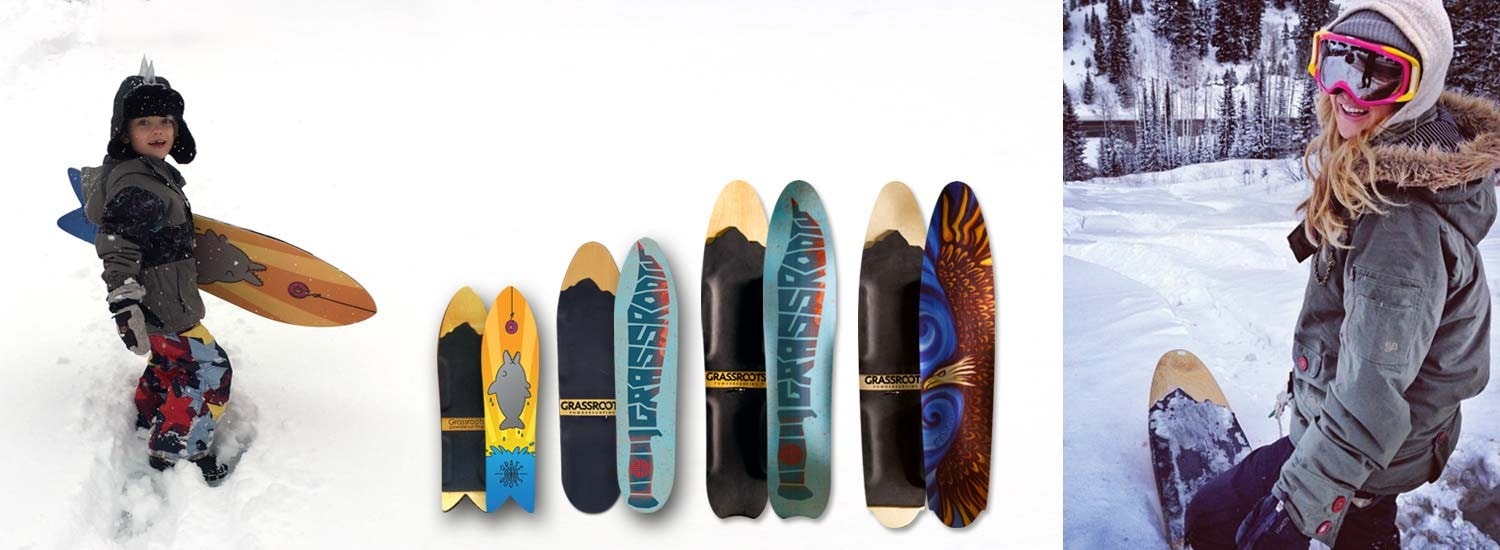 Kids and Ladies Powsurfers designed by Grassroots Powdersufing