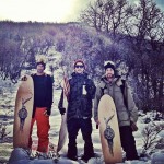 Jeremy Jensen, JJ Thomas, and Scotty Arnold about to surf some powder.