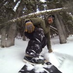 Brandon Saunders getting low on his grassroots powsurfer.