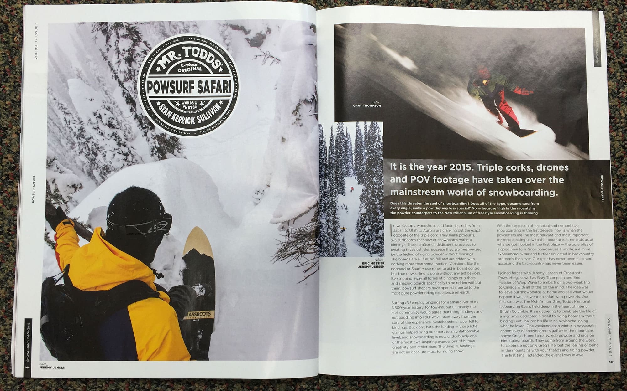 Powsurf Safari - Snowboard Magazine Article - Grassroots Powdersurfing