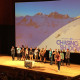 Jeremy Jensen joins other Warren Miller athletes on stage at the world premier of Chasing Shadows in Salt Lake City, Utah