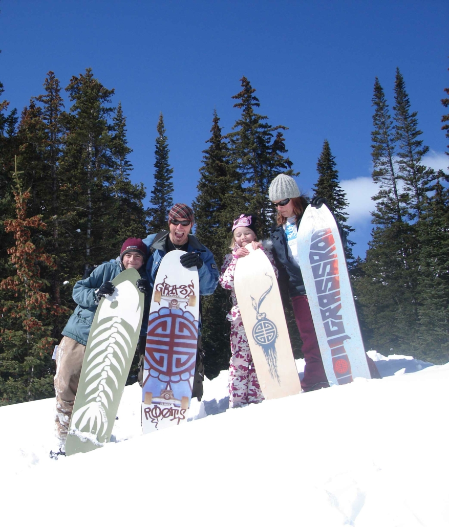 Nathan Ginn and his family of Powsurfers
