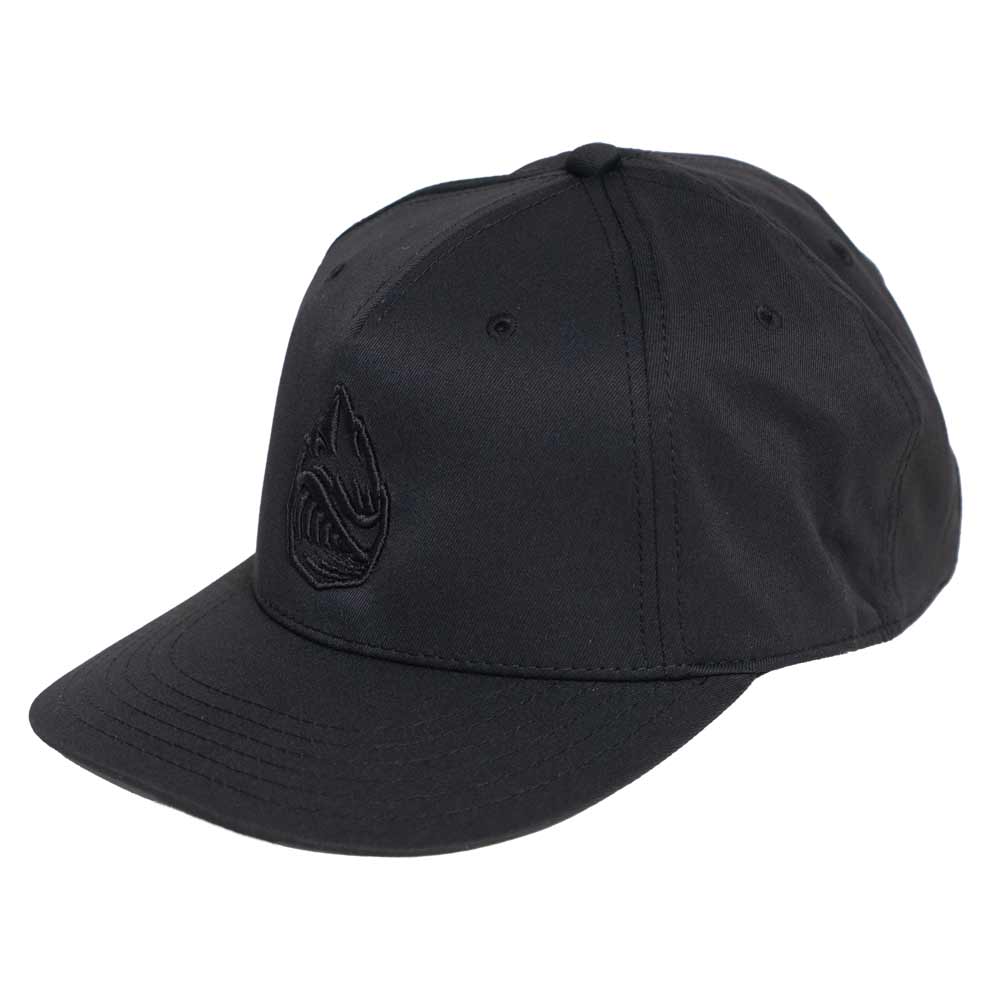Side view Black on Black Grassroots Powsurf Drop 3D Logo - Snapback Hat