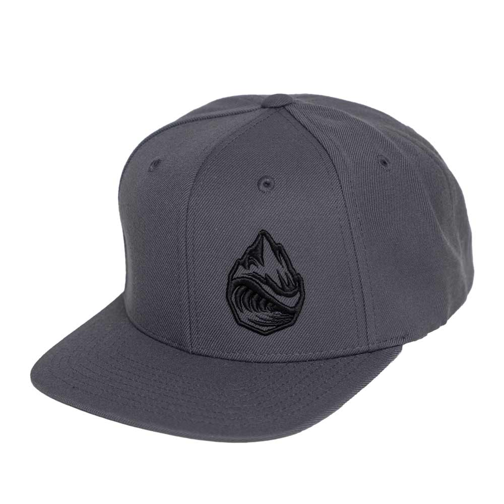 Side view Dark Grey Grassroots Powsurf Drop 3D Logo - Flat Bill Snapback Hat