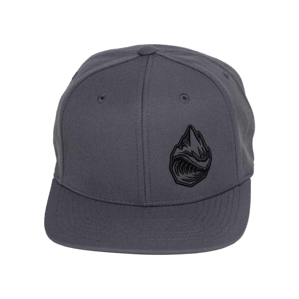 front view Dark Grey Grassroots Powsurf Drop 3D Logo - Flat Bill Snapback Hat