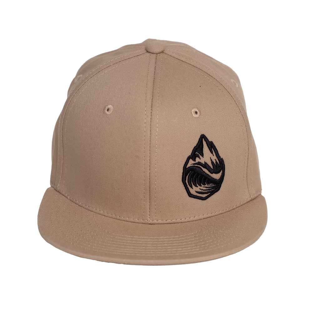 Front Dark Grey Grassroots Powsurf Drop 3D Logo - 6 Panel Flat Bill Snapback Hat