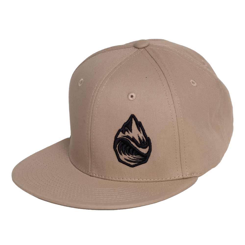 Side View Dark Grey Grassroots Powsurf Drop 3D Logo - 6 Panel Flat Bill Snapback Hat
