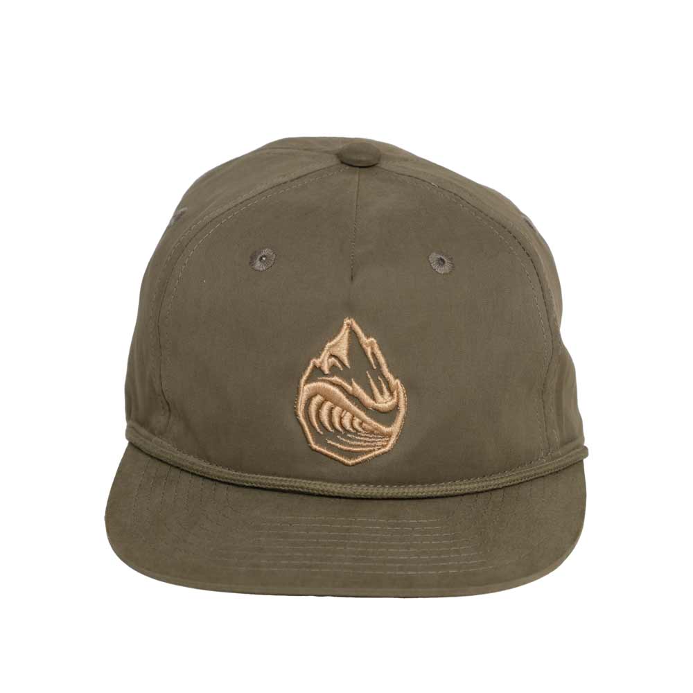 Front View Loden with Gold Grassroots Powsurf Drop 3D Embroidered Logo Hat