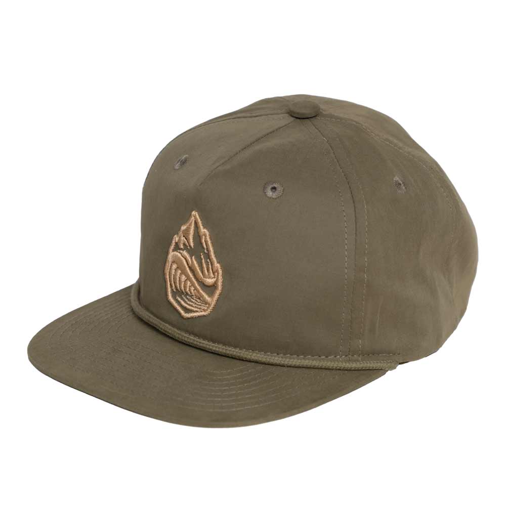Angle View Loden with Gold Grassroots Powsurf Drop 3D Embroidered Logo Hat