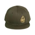 Front view Olive with Gold Grassroots Powsurf Drop 3D Embroidered Snapback Hat