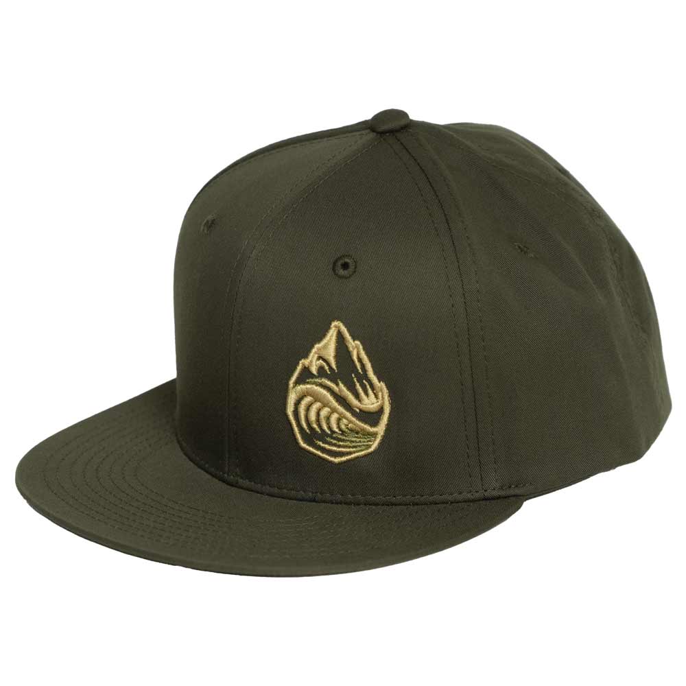 Side View Front view Olive with Gold Grassroots Powsurf Drop 3D Embroidered Snapback Hat